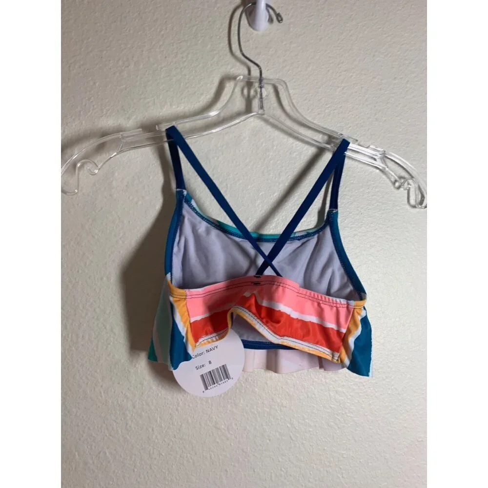 NWT Shelloha Swimsuit Bikini Top Girls Size 8 Colorful AD3